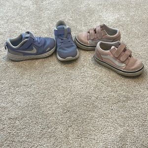 Toddler girls shoe bundle.  Nike 7C.  Vans 6.5